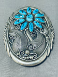 Expressive Vintage Native American Navajo Sleeping Beauty Turquoise Sterling Silver Buckle-Nativo Arts