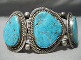 Museum Vintage Native American Navajo #8 Turquoise Sterling Silver Bracelet Old-Nativo Arts
