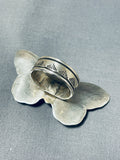 Red Mountain Turquoise Very Rare Vintage Native American Navajo Sterling Silver Butterfly Ring-Nativo Arts