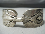 Striking Vintage Hopi Sterling Silver Feather Bracelet Native American-Nativo Arts