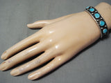 Impressive Vintage Native American Navajo 5 Turquoise Sterling Silver Bracelet-Nativo Arts