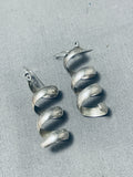 Eye-catching Handmade Spiral Native American Navajo Sterling Silver Corkscrew Earrings-Nativo Arts
