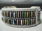 Beautiful Rainbow Turquoise Vintage Native American Navajo Sterling Silver Signed Bracelet-Nativo Arts