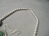 Huge Green Turquoise Native American Sterling Silver Squash Blossom Necklace Set-Nativo Arts