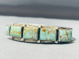 Native American Myra Nastacio Vintage Navajo Squared Royston Turquoise Sterling Silver Bracelet-Nativo Arts