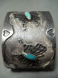 One Of The Best Vintage Native American Navajo Butterfly Turquoise Sterling Silver Bracelet-Nativo Arts