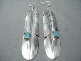 Monumental Navajo Royston Turquoise Sterling Silver Earrings Native American-Nativo Arts