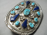 One Of The Best Vintage Native American Navajo Turquoise Lapis Sterling Silver Ketoh Bracelet-Nativo Arts