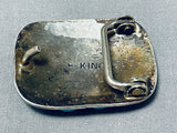 Spectacular Vintage Native American Navajo Morenci Turquoise Sterling Silver Buckle-Nativo Arts