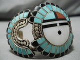 One Of The Best Vintage Native American Zuni Turquoise Sterling Silver Inlay Bracelet-Nativo Arts