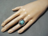 Amazing Vintage Native American Navajo Basalt Turquoise Sterling Silver Ring Old-Nativo Arts