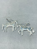 Very Intricate Horse Native American Navajo Sterling Silver Horses Earrings Signed-Nativo Arts