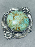 Huge Vintage Native American Navajo Domed Royston Turquoise Sterling Silver Pendant-Nativo Arts