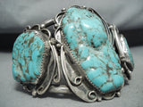 Monster Museum Vintage Native American Navajo Green Turquoise Sterling Silver Bracelet-Nativo Arts