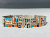 One Of The Most Intricate Vintage Native American Navajo Turquoise Sterling Silver Bracelet-Nativo Arts