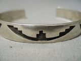 Marvelous Vintage Native American Navajo Tsosie Sterling Silver Geometric Bracelet Old Cuff-Nativo Arts