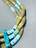 Native American Astounding Vintage Santo Domingo Serpentine & Turquoise Sterling Silver Necklace-Nativo Arts