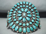 Colossal Vintage Native American Navajo Huge Turquoise Cluster Sterling Silver Bracelet-Nativo Arts