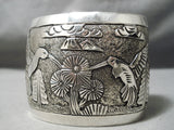 Exceptional Vintage Navajo Sterling Silver Hummingbird Bracelet Native American-Nativo Arts