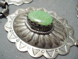 Very Rare Vintage Native American Navajo Sterling Ilver Gaspeite Concho Belt Old-Nativo Arts