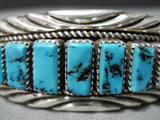 Amazing Vintage Native American Navajo Sleeping Beauty Turquoise Sterling Silver Bracelet-Nativo Arts