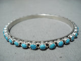 Fantastic Vintage Native American Navajo Sleeping Beauty Turquoise Sterling Silver Bangle-Nativo Arts