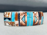 Important Vintage Native American Navajo Mary Morgan Turquoise Sterling Silver Inlay Bracelet-Nativo Arts