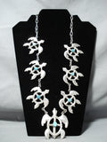 Important Betsoi Family Vintage Native American Navajo Turtle Turquoise Sterling Silver Necklace-Nativo Arts