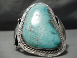 One Biggest Best Vintage Native American Navajo Carico Lake Turquoise Sterling Silver Bracelet-Nativo Arts