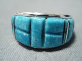 Superb Navajo Native American Turquoise Inlay Sterling Silver Ring-Nativo Arts