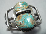 Chunky Vintage Native American Navajo Royston Turquoise Sterling Silver Bracelet Old-Nativo Arts