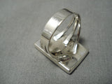 Important Native American Zuni Harlan Coonsis Coral Inlay Sterling Silver Ring-Nativo Arts