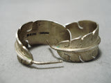 Important Vintage Native American Navajo Michael Kirk Feather Sterling Silver Earrings Old-Nativo Arts
