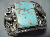 234 Grams Monster Native American Navajo #8 Turquoise Sterling Silver Lizard Bracelet-Nativo Arts