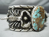Crazy Heavy Scorpion Native American #8 Turquoise Sterling Silver Bracelet-Nativo Arts