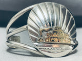 Pueblo Gold Vintage Native American Navajo Sterling Silver Bracelet Cuff-Nativo Arts