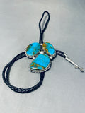 Colossal Mens Turquoise Pool Sterling Silver Native American Navajo Bolo Tie-Nativo Arts