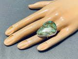 Huge Native American Green Turquoise Sterling Silver Ring-Nativo Arts