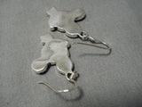 Fabulous Zuni Native American Sterling Silver Disney Inlay Earrings-Nativo Arts
