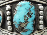 Signed Huge Vintage Native American Navajo Bisbee Turquoise Sterling Silver Bracelet-Nativo Arts