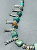 Amazing Green Turquoise Vintage Native American Navajo Sterling Silver Squash Blossom Necklace-Nativo Arts