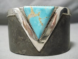 Heavy 225 Grams!! Native American Triangular Turquoise Sterling Silver Bracelet-Nativo Arts