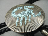 Native American Important New Lander Blue Turquoise Sterling Silver Scorpion Bolo Tie-Nativo Arts