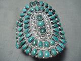 Important Best Vintage Native American Navajo Green Turquoise Sterling Silver Bracelet-Nativo Arts