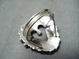 Marvelous Navajo Coral Sterling Silver Heart Ring Native American-Nativo Arts