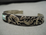 Native American Detailed!! Vintage Kokopelli Opal Inlay Sterling Silver Bracelet Old-Nativo Arts