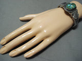 Dazzling Navajo Native American Carico Lake Turquoise Sterling Silver Bracelet-Nativo Arts