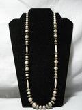 One Of The Best Vintage Native American Navajo Hand Wrought Sterling Silver Bead Necklace Old-Nativo Arts