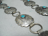 Amazing Vintage Native American Navajo Blue Gem Turquoise Sterling Silver Concho Belt Old-Nativo Arts