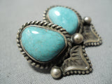 Tommy Jackson Vintage Native American Navajo Candelaria Turquoise Sterling Silver Earrings Old-Nativo Arts